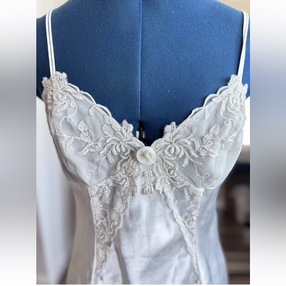 Vintage 90s LA Intimates Belle White Strappy Lace Lingerie Slip Dress Size Small - Picture 2 of 9